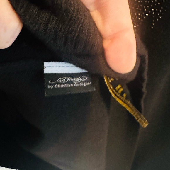 Ed Hardy Sweater NWT $300 Embellishments Gold Tiger front and back - Picture 8 of 9